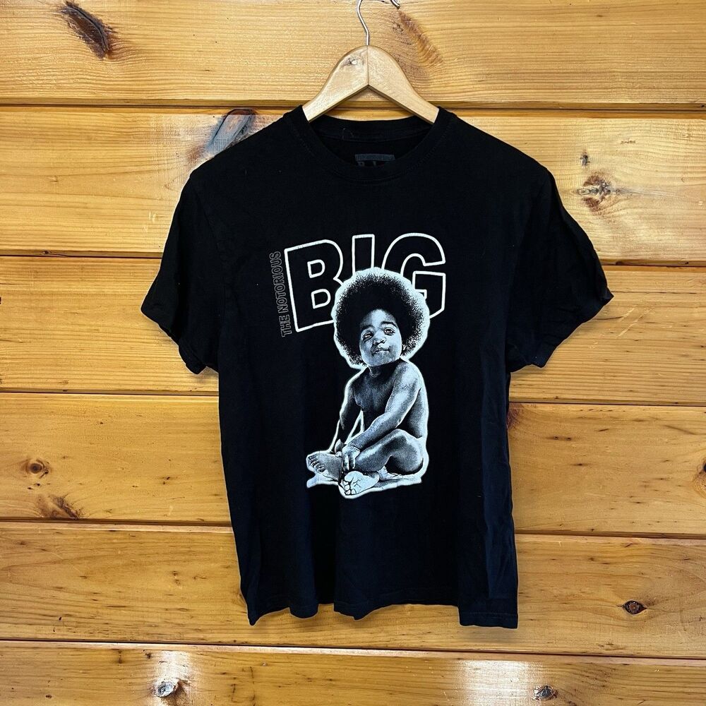 Biggie Smalls Tee Women's Short Sleeve Graphic T-Shirt Black L Fun Cute Top